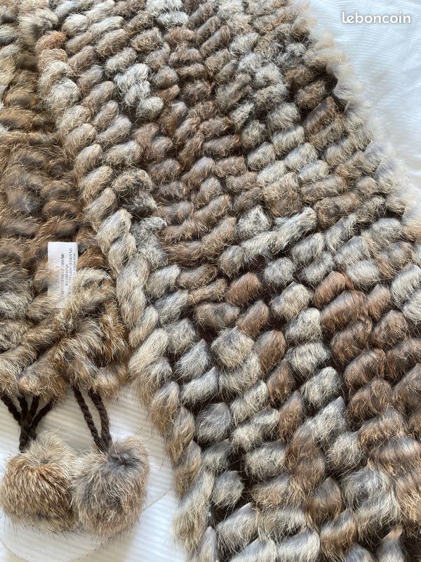 Écharpe Cocon Chaude Géante Avec Pompons En Fourrure - Orange-Marron - Neuf Sans étiquette