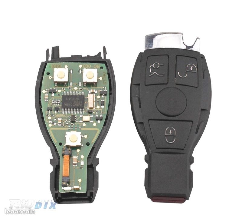 Clé Complète Avec Électronique à Programmer 2 Boutons 433MHz Pour Mercedes W203 W204 W205 W210 W211 Etc.