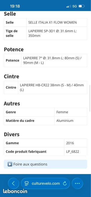 Vélo route Lapierre audacio 300 femme (image 7)