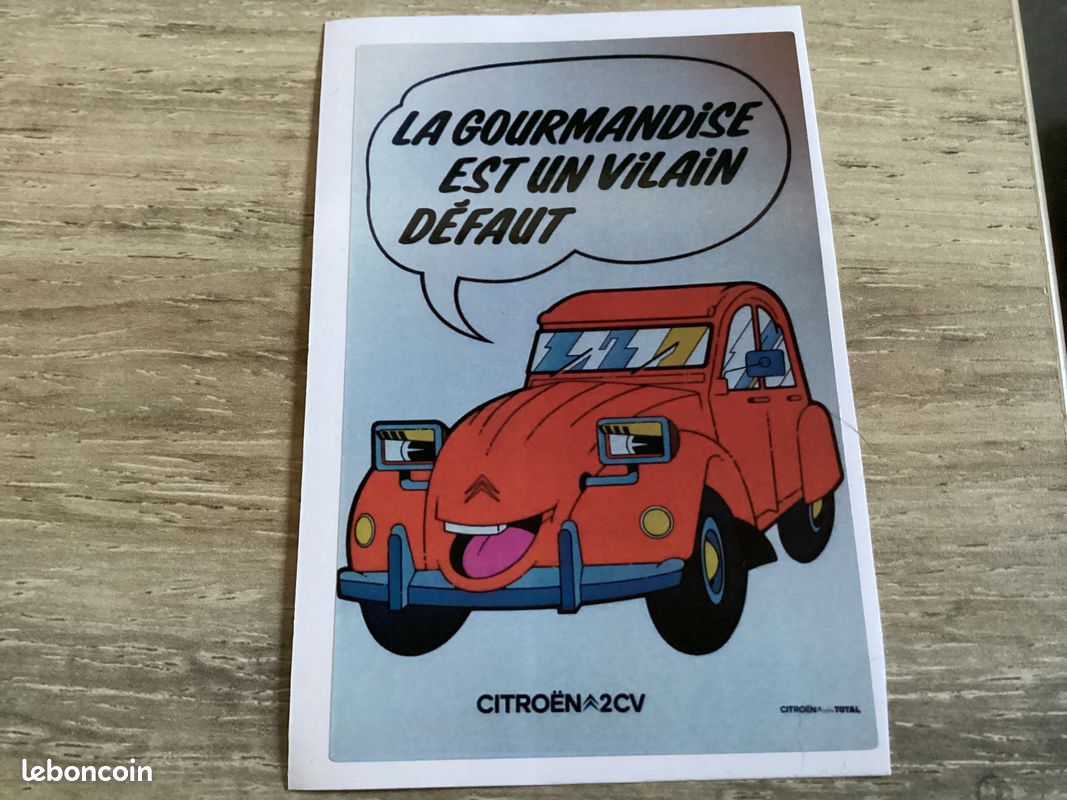 Lot 2 Sticker autocollant publicitaire Citroën 2CV je déteste me faire entretenir la gourmandise est un vilain défaut deudeuche Deuche vintage voiture car ancienne (image 3)