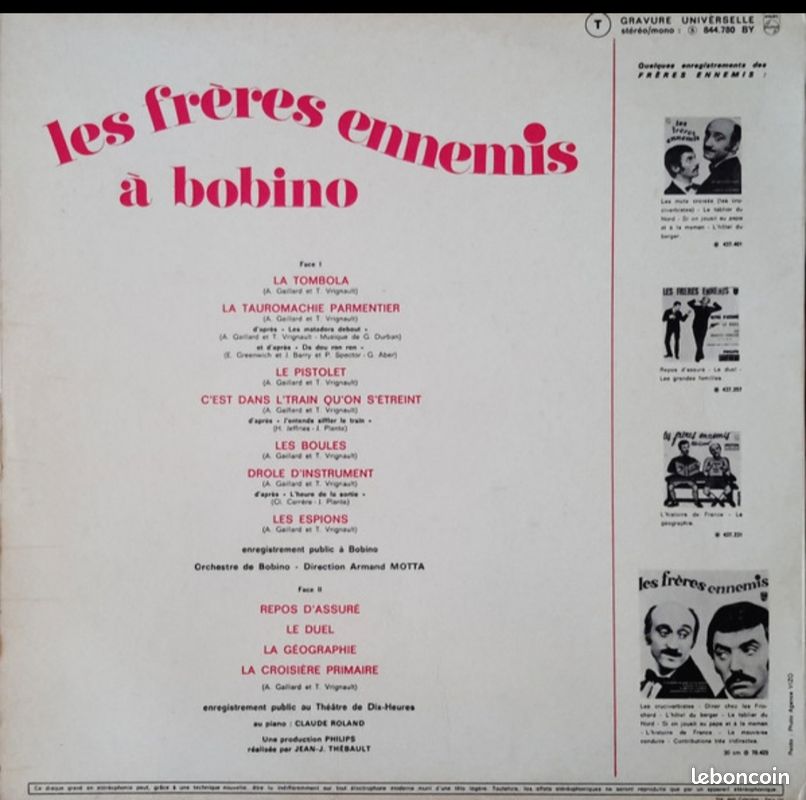 Vinyle 33t les frères ennemis a Bobino (image 2)