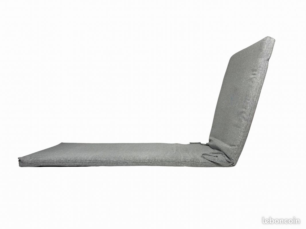 Coussin bain de soleil 185x55x5cm déhoussable coloris Gris Galet chiné (image 5)