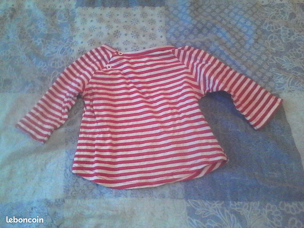 Tee-shirt 2 ans rayé rouge et blanc (image 3)