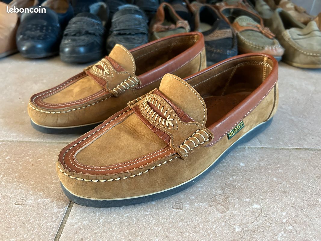 444 Mocassins en cuir marron : Buggy. Taille 43. Très très bon état. (016) (image 3)