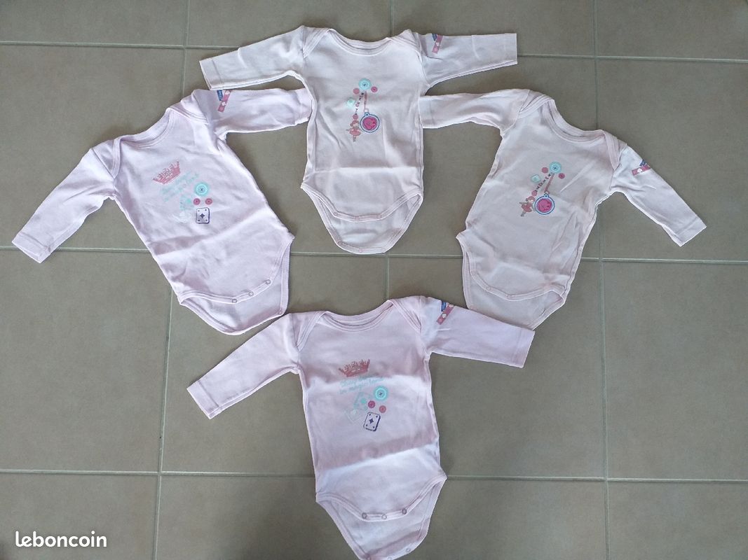 Lot de 4 bodies manches longues fille 6 mois (image 1)