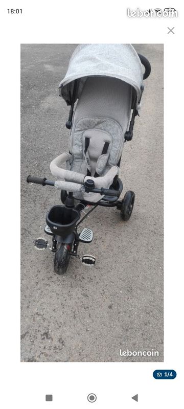 Vélo tricycle 2en1
Soit en poussette avec cale pied
Soit en vélo autonome à trois roues (image 1)
