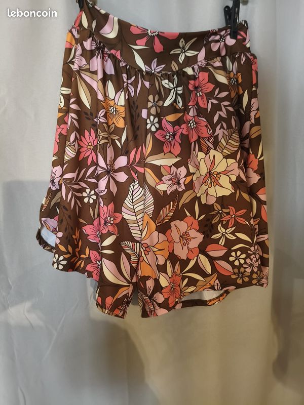 Short Stunt Collection 100% Soie Taille L – Multicolore Marron – Neuf étiquette