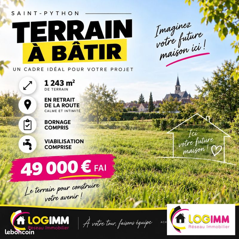 Terrain 1243 m² · à Saint-Python · 1 243 m² · 49 000 €