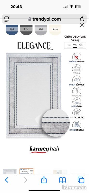 Grand Tapis karmen Elegance comme neuf (image 2)