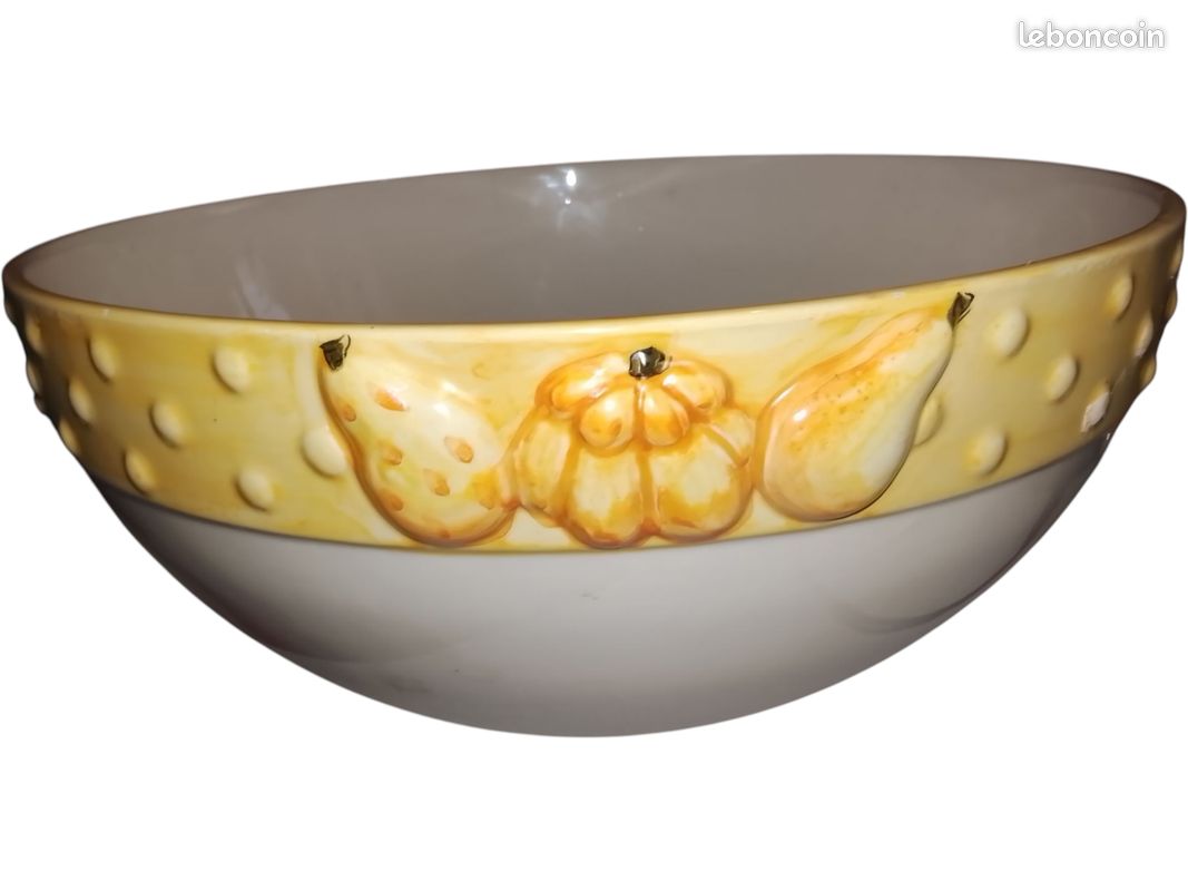 Plat Saladier Vintage Silea France – Forme Citrouille, Céramique Orange