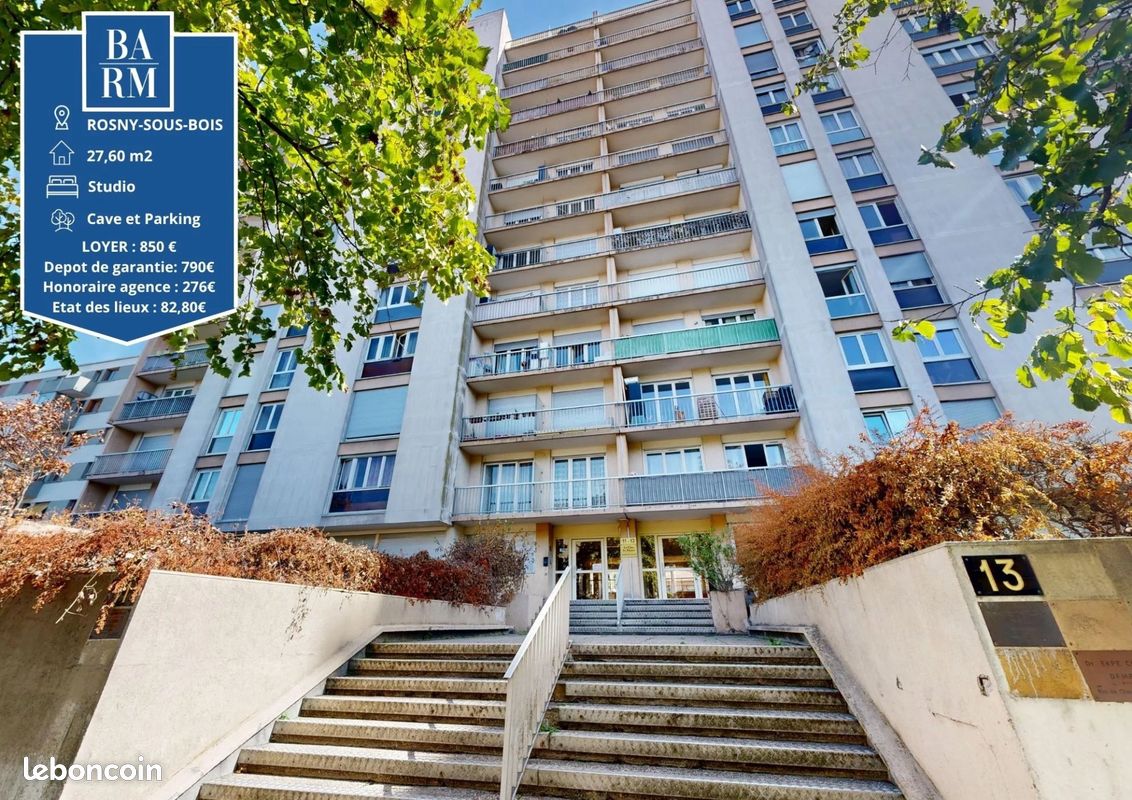 Appartement 1 pièce 28 m² · à Rosny-sous-Bois · 28 m² · 850 €/mois