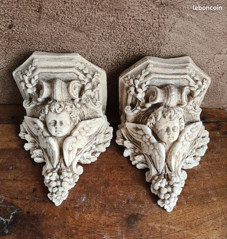 Mignonnes Pair d'Anges Console/Corniche en plâtre (image 1)