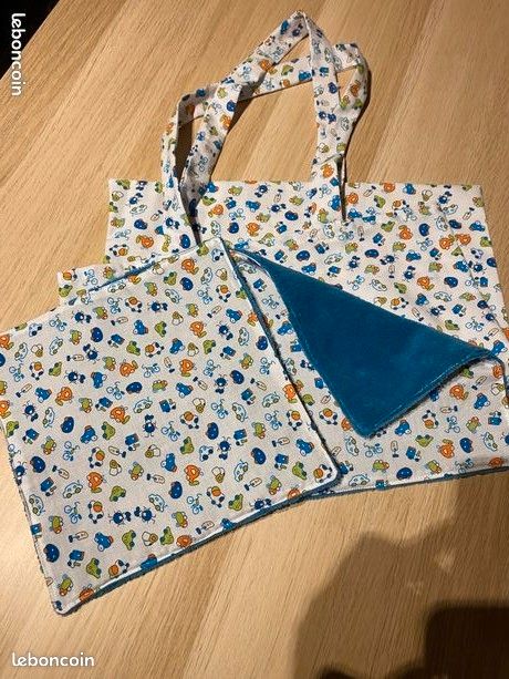 Ensemble sac bibliothèque + 2 serviettes fait main (image 10)