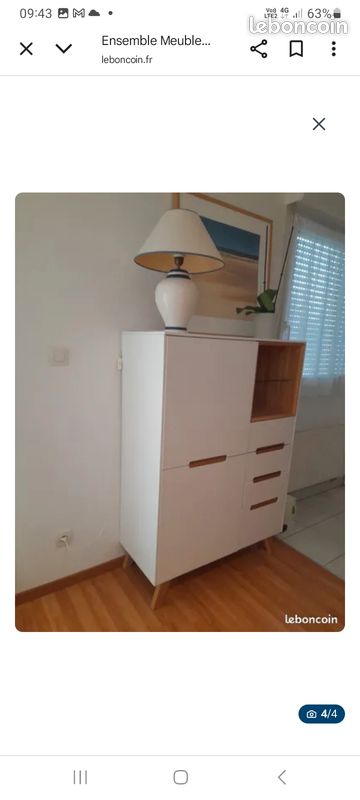 Buffet haut style scandinave avec finitions chêne massif (image 2)
