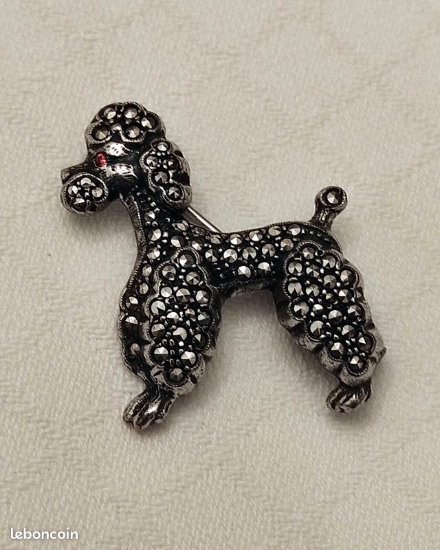 Vintage broche caniche or chien épingle cadeau