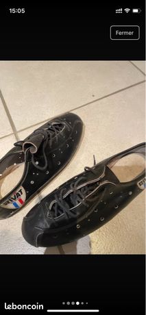 Chaussures Vélo Vintage RIVAT France – Cuir Noir – Taille EU 40 – Occasion