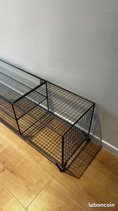 Meuble TV style industriel métal et verre (image 3)
