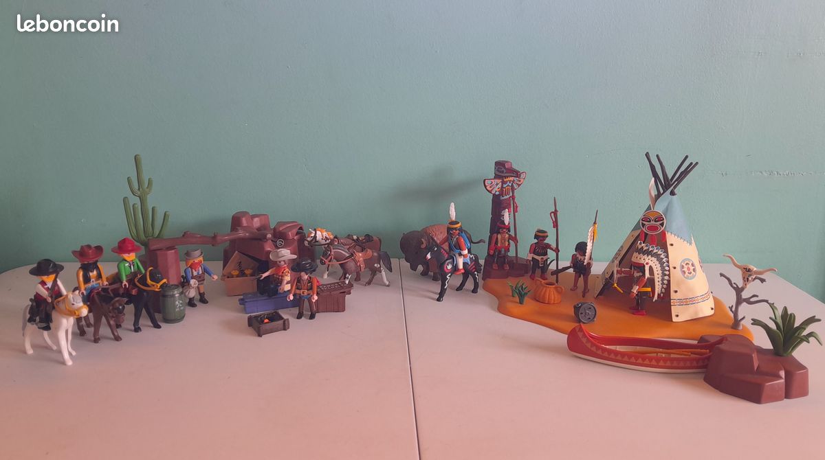 Coiffe Indienne Playmobil Vintage - Pour Figurines Western Comanche Cowboy - Occasion
