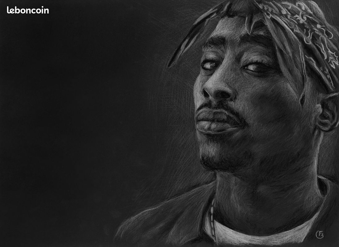 2Pac Tupac Shakur Dessin tableau portrait pastel pour décoration personnalisée (image 1)