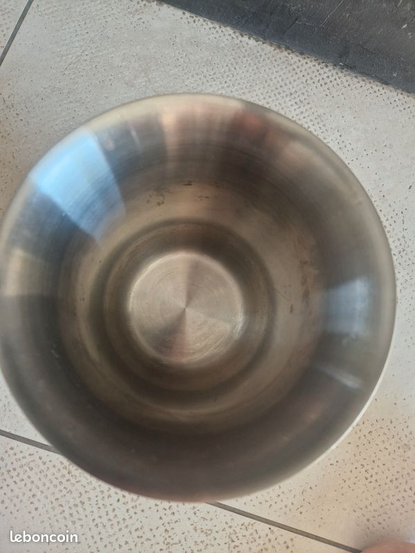 ANCIEN SEAU À champagne Jean Couzon inox Satiné 18/10 France 1970 HT 23cm 1kg400 EUR 30,00 - FR