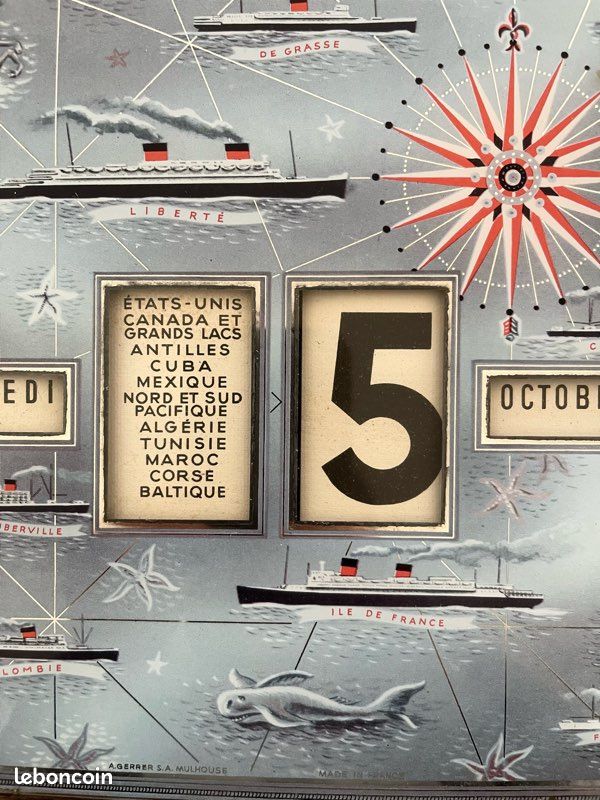 Calendrier Perpétuel Vintage Compagnie Gle Transatlantique - Mulhouse 1969 - R. Bouvard - Superbe état