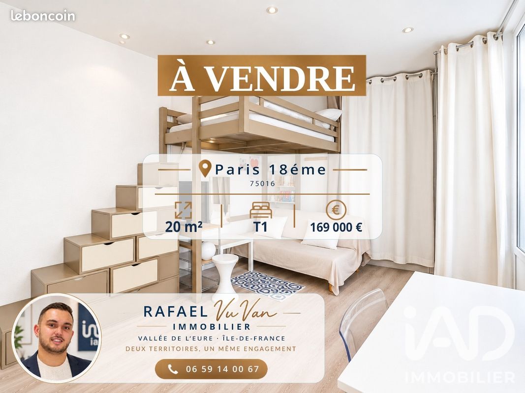 Appartement 1 pièce 20 m² · à Paris · 20 m² · 169 000 €