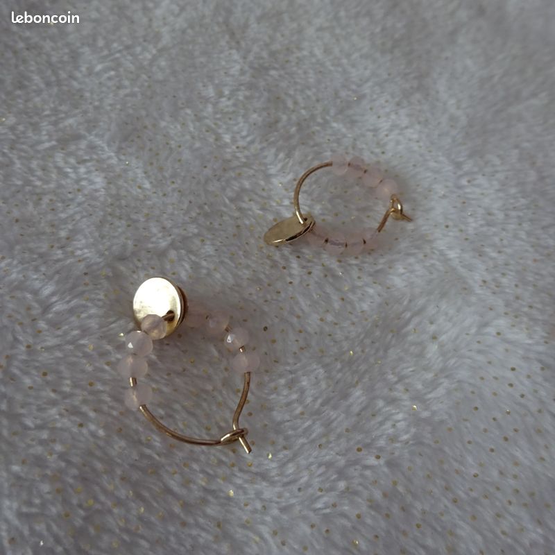 Boucles D'oreilles Vintage Spirales Métal Doré Et émail Rose - Modèle Pendantes K150