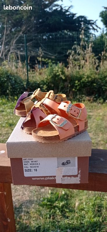 Sandales plakton taille 18 - nubuck - rose (image 1)