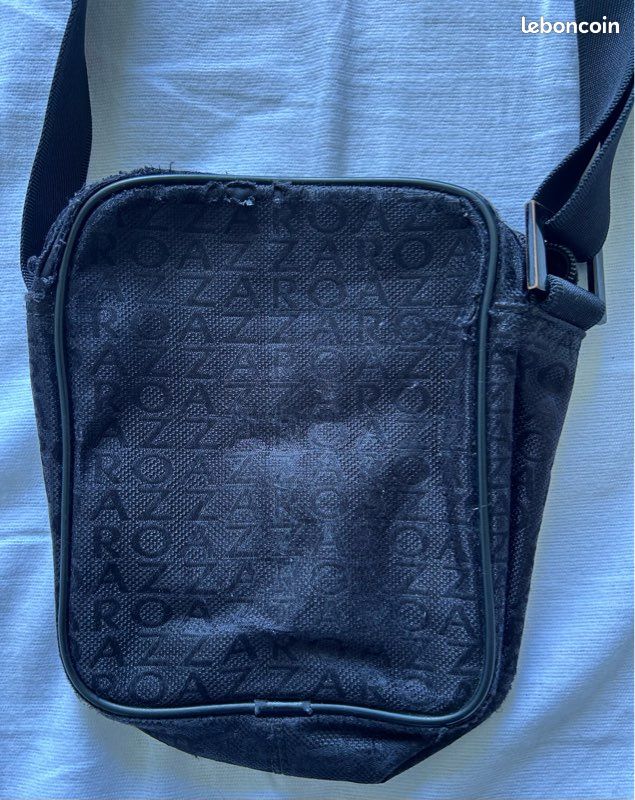 Sacoche Bandoulière Cuir AZZARO Noir - Neuf Avec étiquettes - Petit Modèle Homme élégant