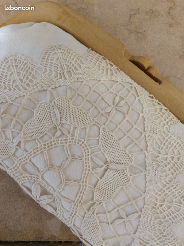 Sac pochette tissus coton et crochet dentelle (image 1)
