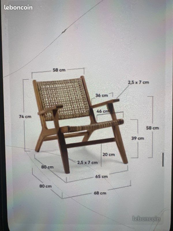 Fauteuil Kave Home bois et osier (image 4)