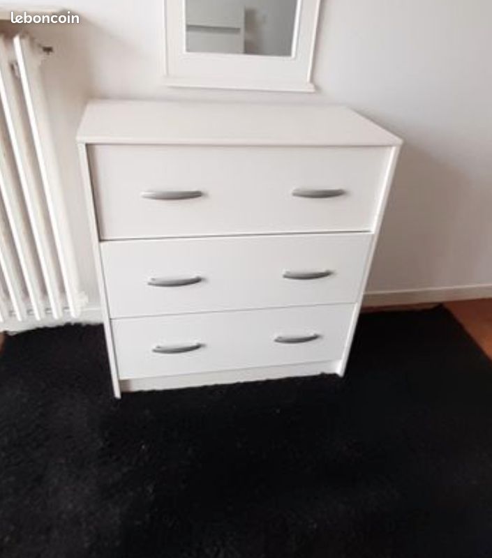 Commode blanche 3 tiroirs (image 1)