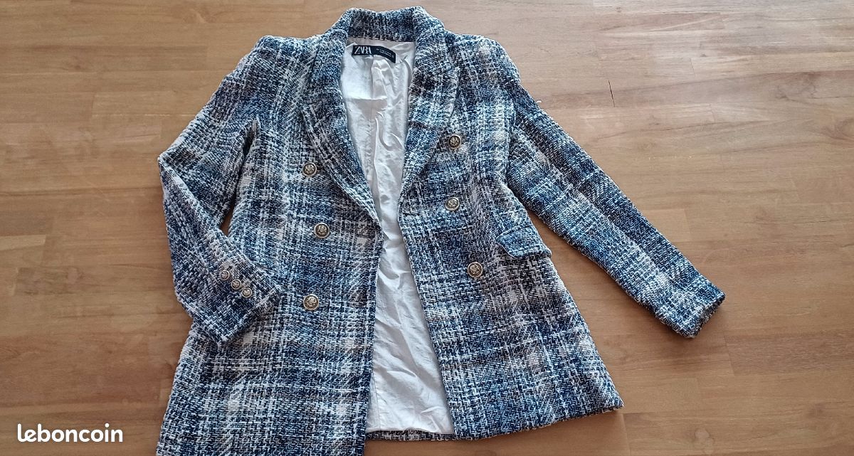 Tweed Blazer Bleu Marine Femme Zara Blazers Bleus Manteau Bleu
