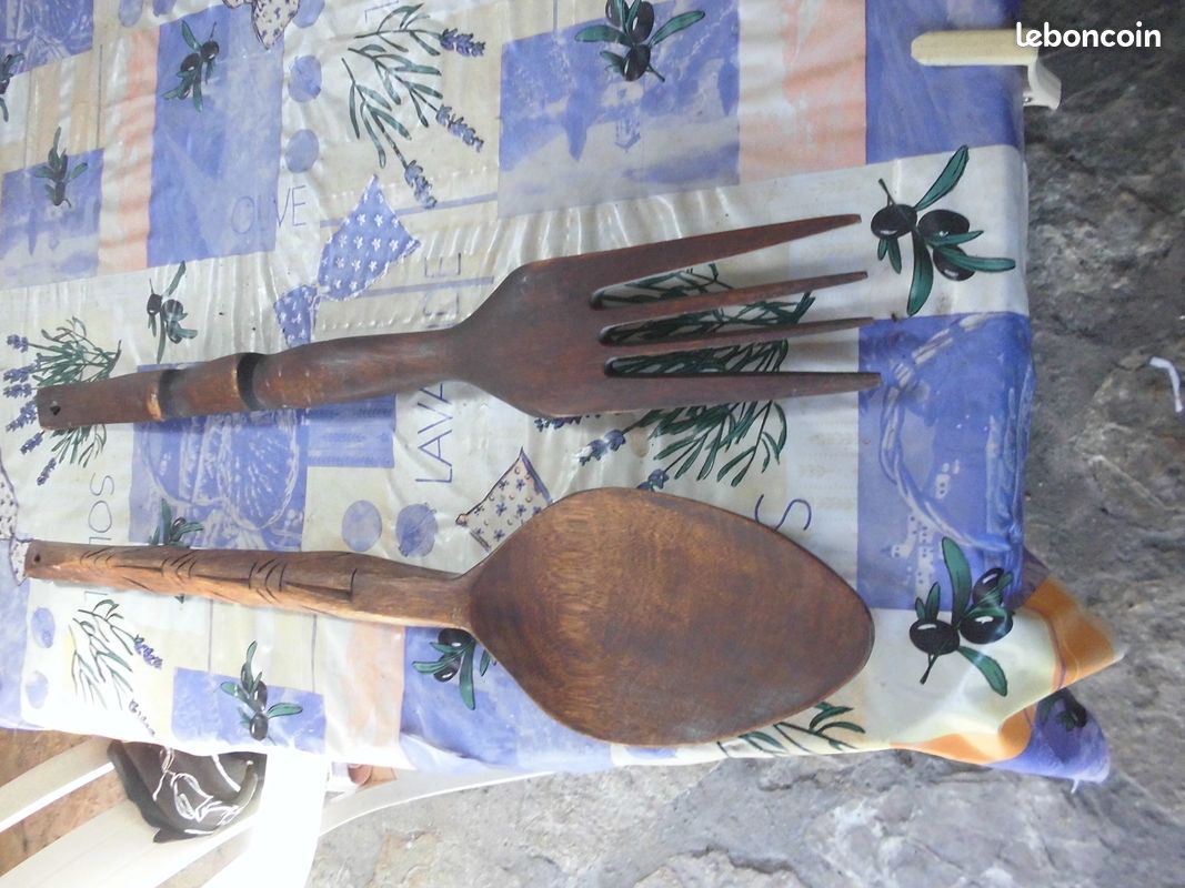 Fourchette et cuillère en bois exotique (image 2)