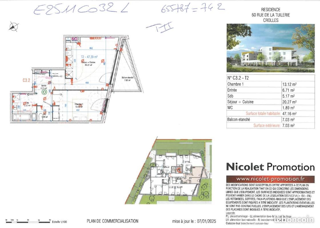 Appartement 2 pièces 47 m² · à Crolles · 47 m² · 742 €