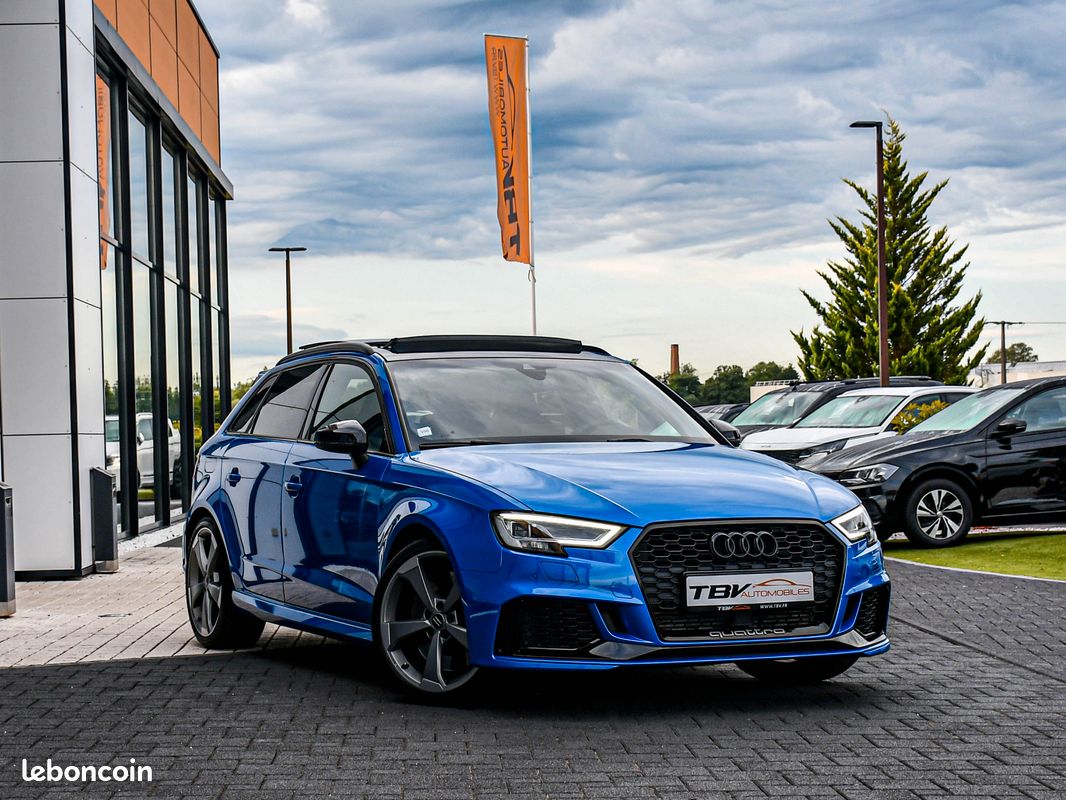 Audi RS3 2.5 TFSI 400 CH BLEU ARA BLACK RS DESIGN MATRIX BEAM B&O TOIT PANO MAGNETIC RIDE CAMERA ACC KEYLESS GO SIEGES NAPPA RS — FULL OPTIONS (image 1)