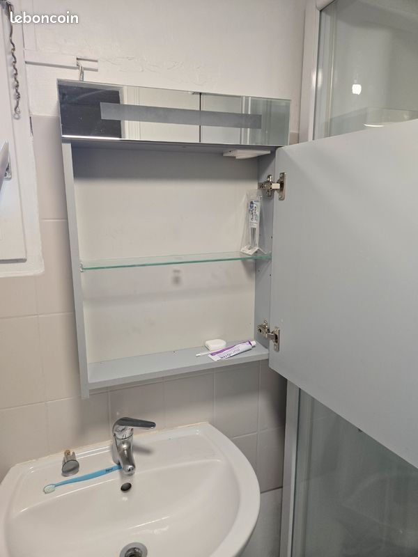 Mirroir de salle de bain avec rangement et éclairage (image 2)