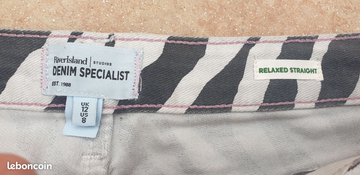 Pantalon jean zébré droit (image 3)