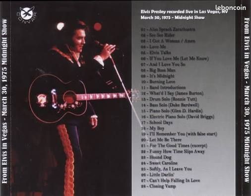 Elvis presley from elvis in vegas las vegas 30 mars 1975 show minuit livret 20 pg cd 28 titres audience recording édition limitée à 300 ex. Label rainbow records sous pochette plastique scellée rare (image 4)