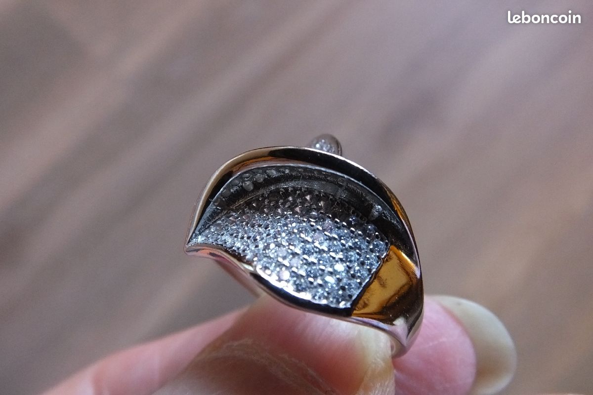 Bague étincelante argent massif et brillants (image 5)