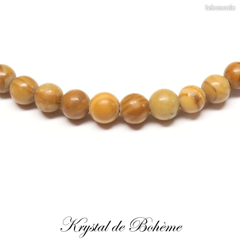 Bracelet en BOIS FOSSILE de qualité A - Perles rondes de 4mm - Pierre naturelle - Bijou Artisanal (image 3)