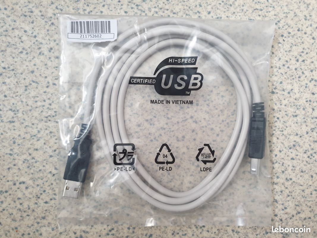 Câble USB-A vers USB-B grande vitesse certifié (image 1)