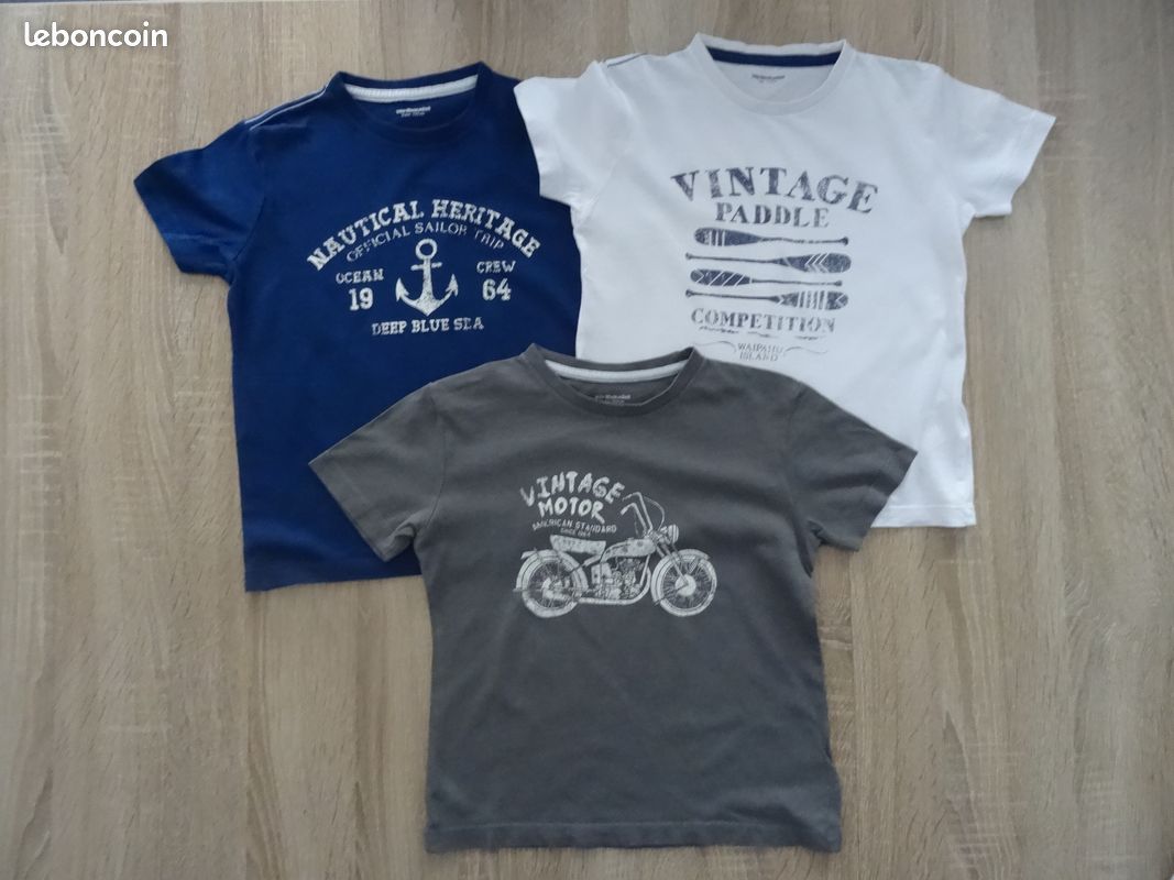 VERTBAUDET Lot De 3 T-Shirts Garçon Manches Courtes - Motifs Fun Et Confortables En Coton