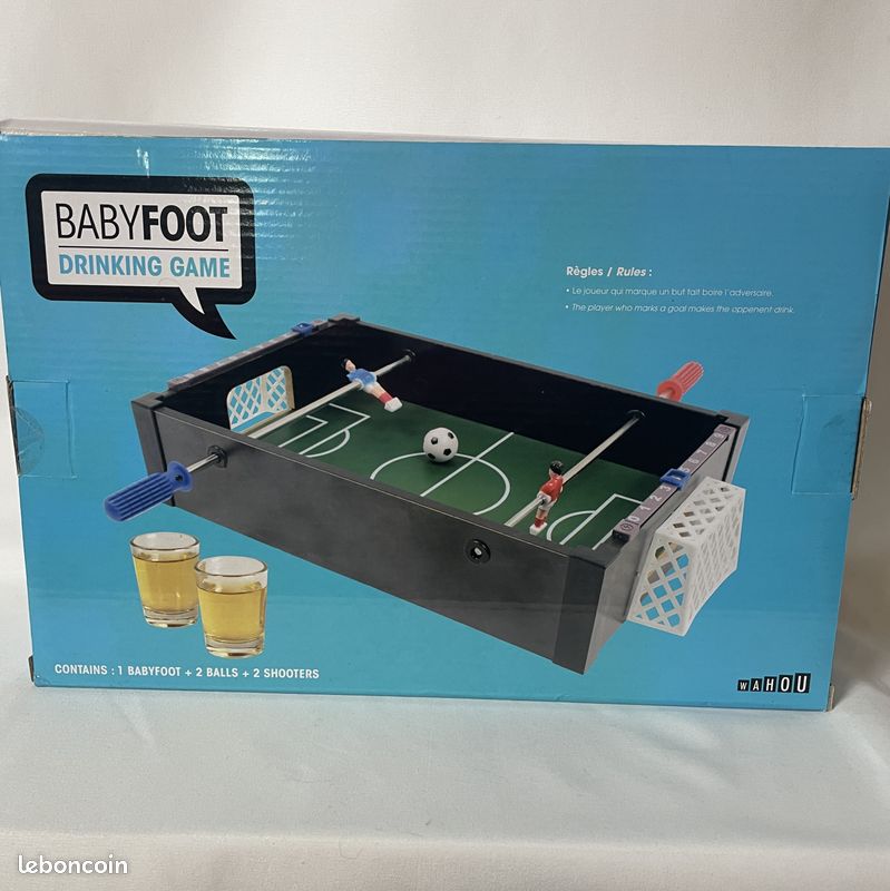 Jeu à boire Baby-foot Drinking game Noir et vert Avec 2 verres shooters et 2 balles NEUF Idée cadeau (image 4)
