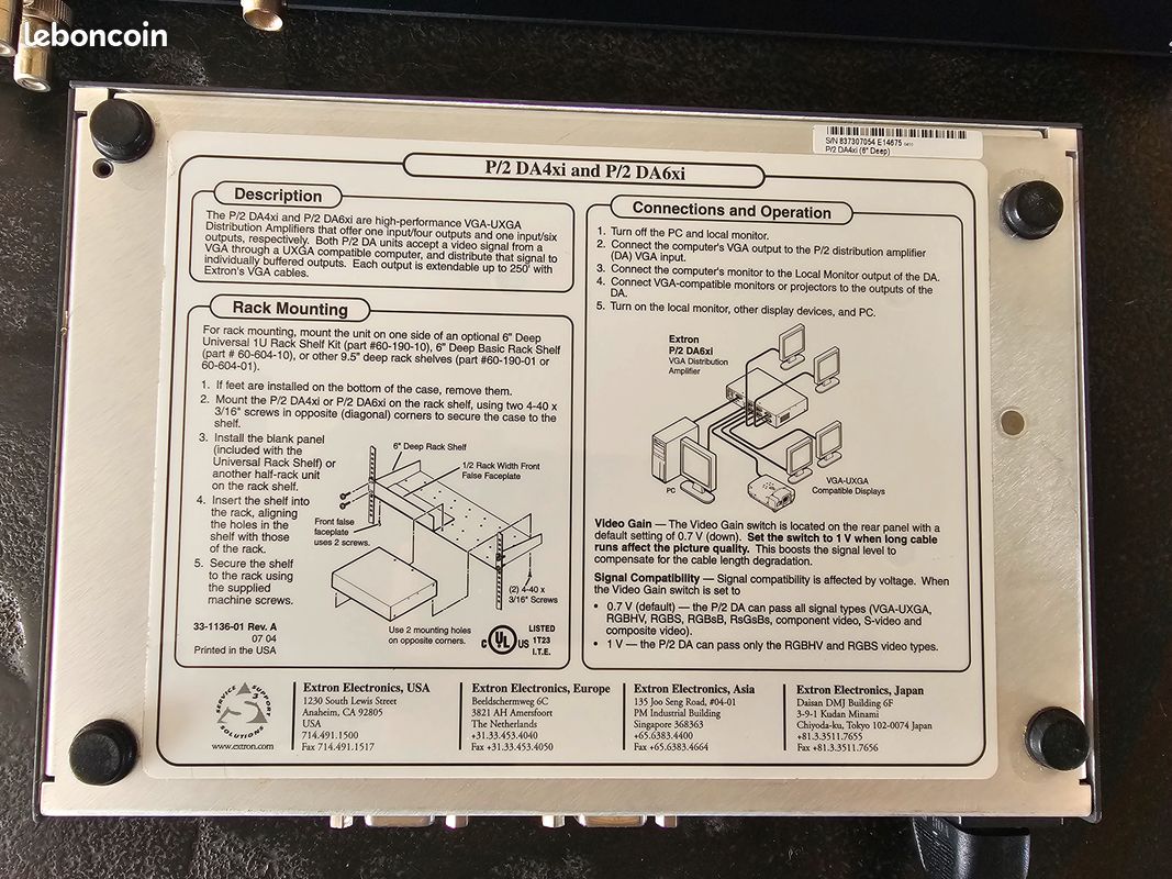 Distributeur amplificateur VGA à quatre sorties Extron (image 2)
