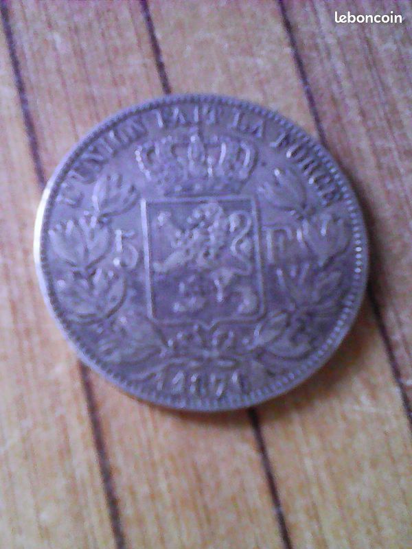 5 francs belge 1876 Leopold II Roi des belges Argent 900°/°° (image 3)