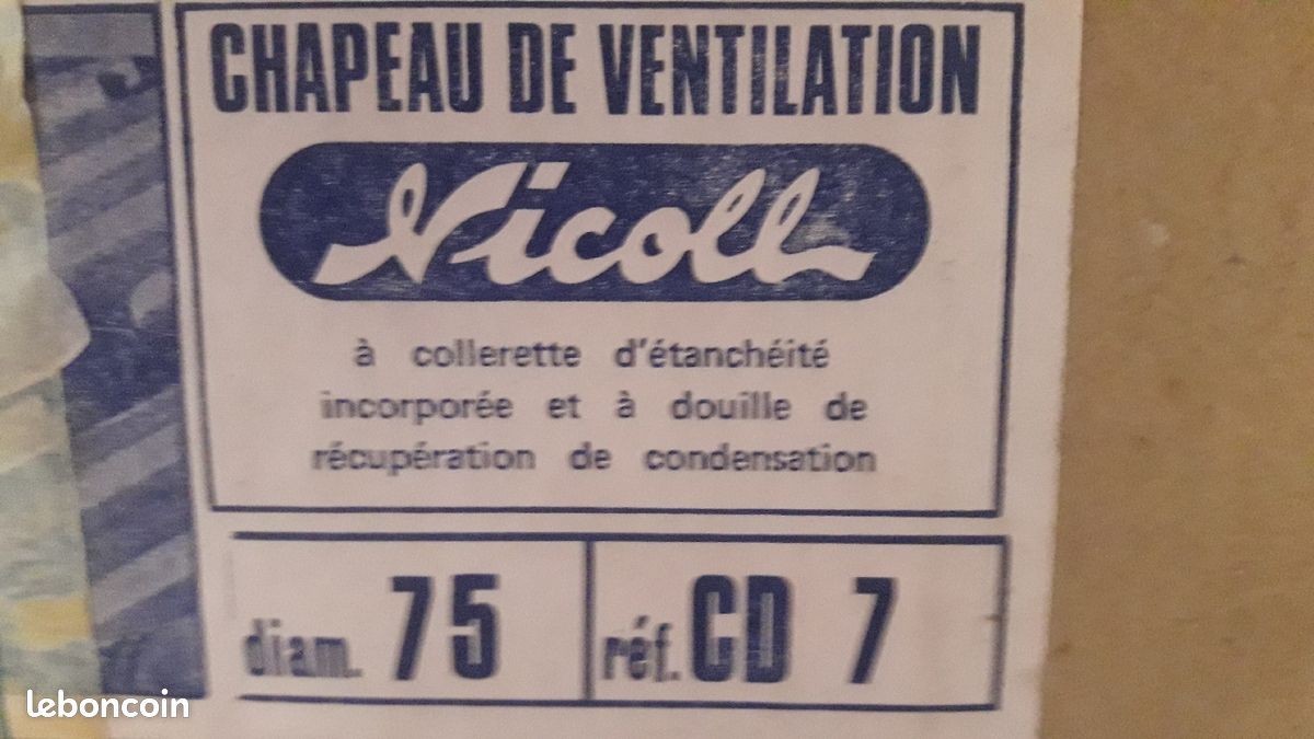 Chapeau de ventilation nicoll dn 75 cd7 neuf (image 2)