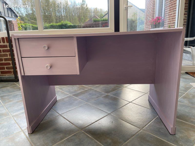 Bureau mauve 2 tiroir (image 1)