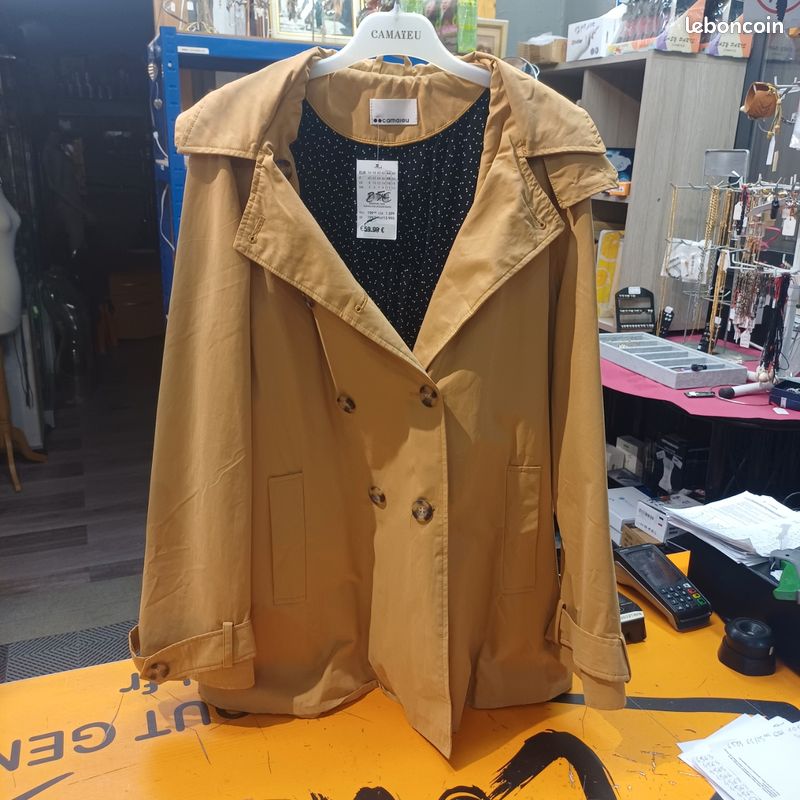 Manteau Femme Trench Coat Femme Camaieu Trench-Coat Beige Élégant