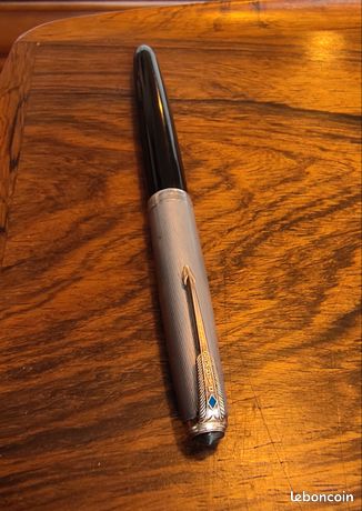 Stylo Plume Parker 51 Vacumatic - Résine Noire & Chrome, Plume Or Blue Diamond, Occasion Rare